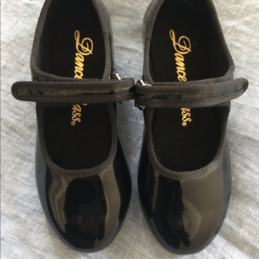 Dance Class Black Patent Leather Tap Shoes